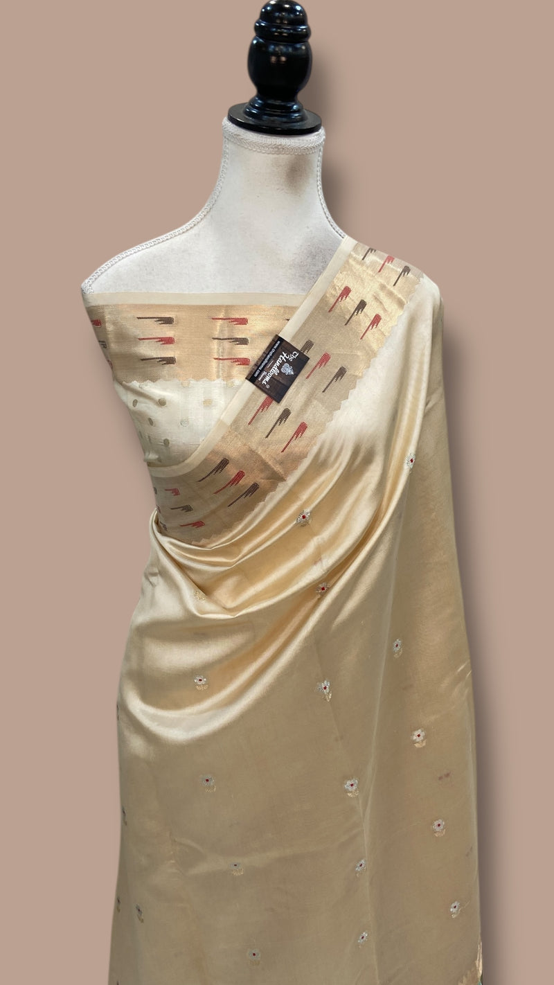 Pure Mango Silk Banarasi Handlokom Saree
