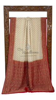 Khaddi Georgette Handloom Banarasi Saree -  Antique zari - The Handlooms