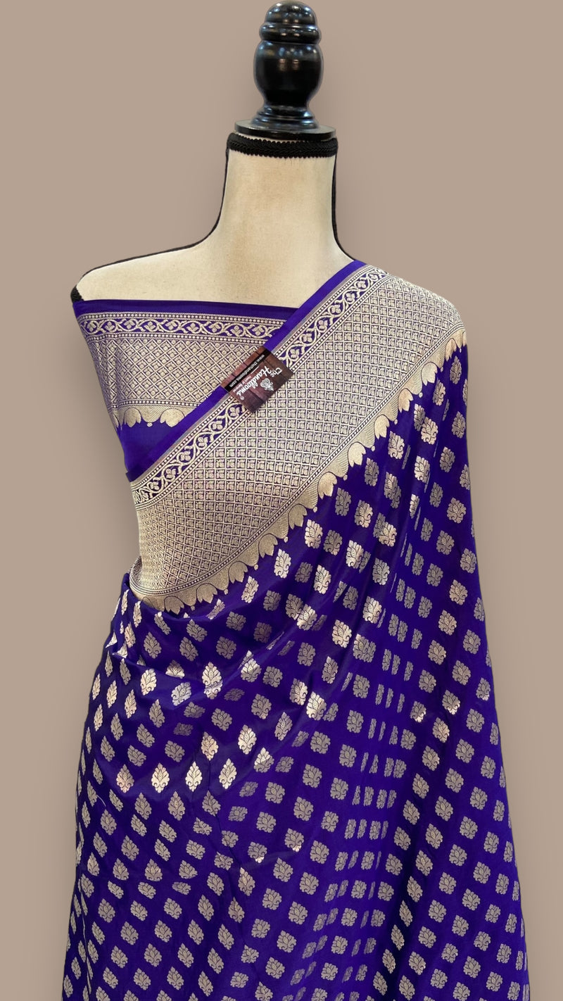 Pure Katan Silk Banarasi Handloom Saree - All Over Jaal Work - The Handlooms
