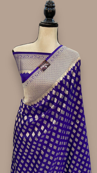 Pure Katan Silk Banarasi Handloom Saree - All Over Jaal Work