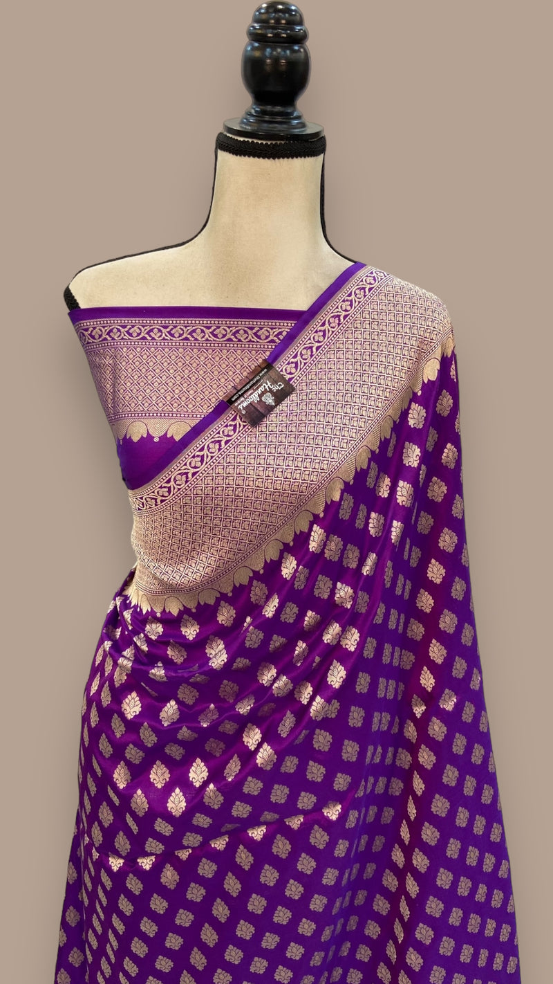 Pure Katan Silk Banarasi Handloom Saree - All Over Jaal Work - The Handlooms