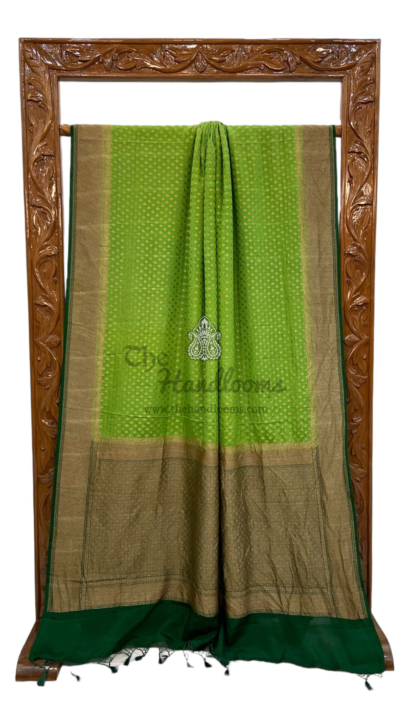 Khaddi Crepe Georgette Banarasi Saree -  Antique zari - The Handlooms