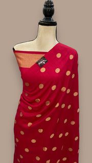 Red Moonga Georgette Handloom Banarasi Saree - The Handlooms