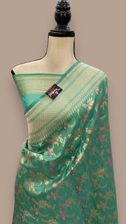 Pure Katan Silk Banarasi Handloom Saree - All over Jaal work - With Meenakari - The Handlooms