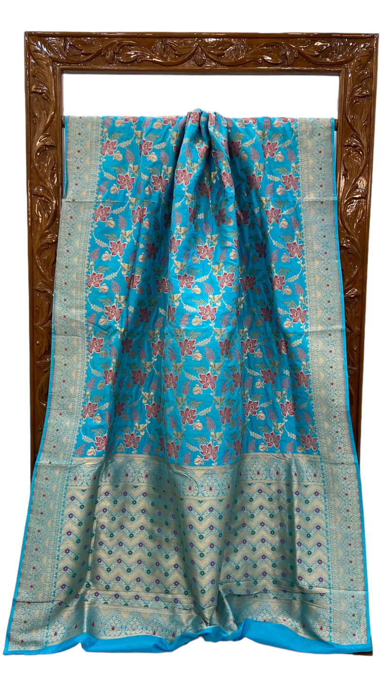 Pure Katan Silk Banarasi Handloom Saree - All over Jaal work - With Meenakari - The Handlooms