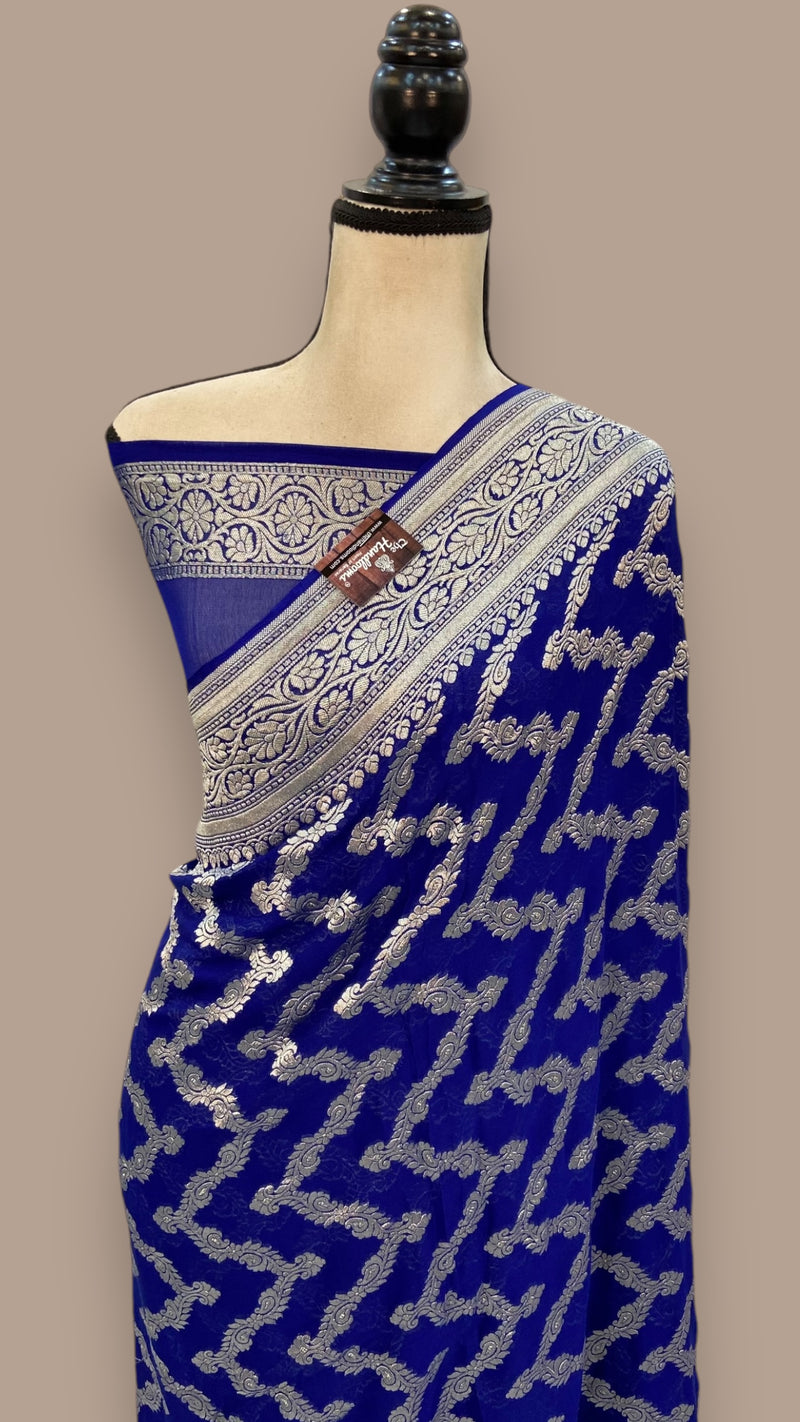 Khaddi Georgette Handloom Banarasi Saree - The Handlooms