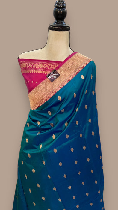 Pure Katan Silk Banarasi Handloom Saree - All over Kadua motifs