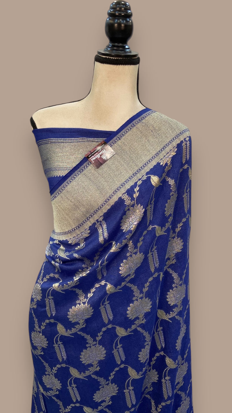 Tussar Georgette Handloom Banarasi Saree - The Handlooms