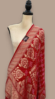 Pure Georgette Banarasi Bandhej Handloom Dupatta - The Handlooms