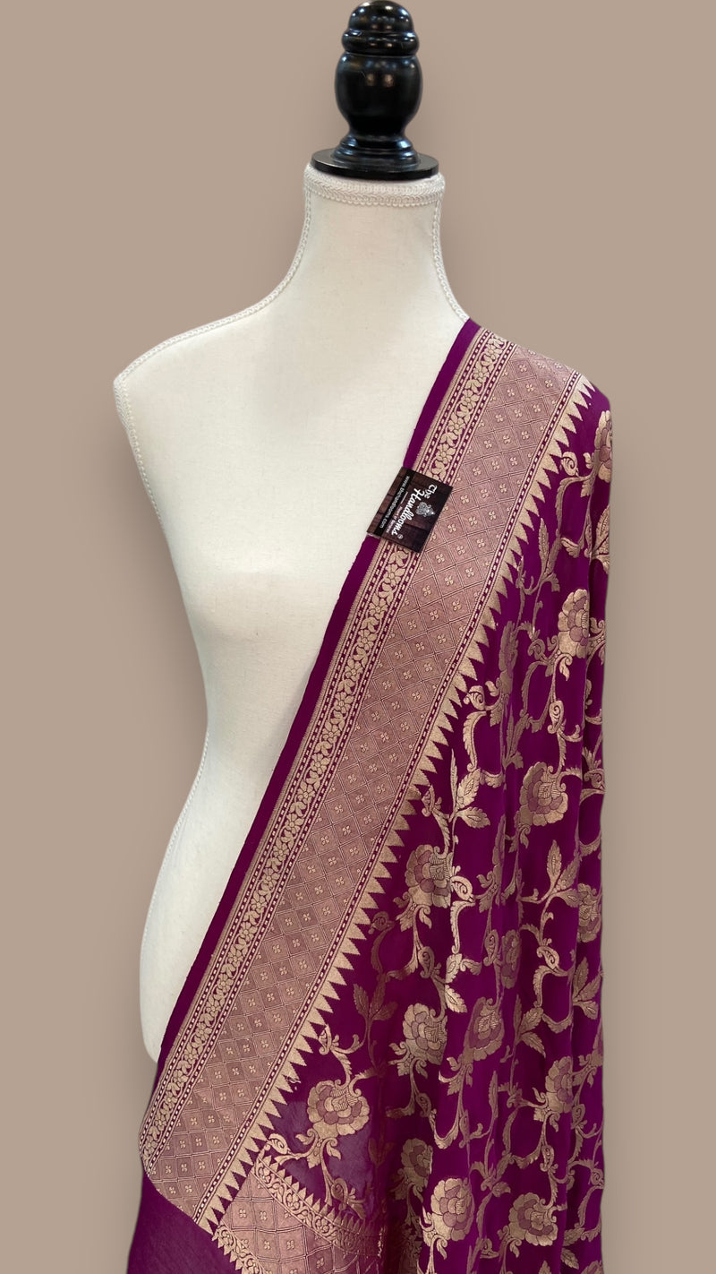 Khaddi Georgette Handloom Banarasi Dupatta - The Handlooms