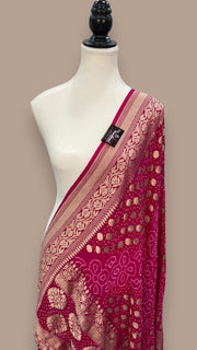 Pure Georgette Banarasi Bandhej Handloom Dupatta - The Handlooms