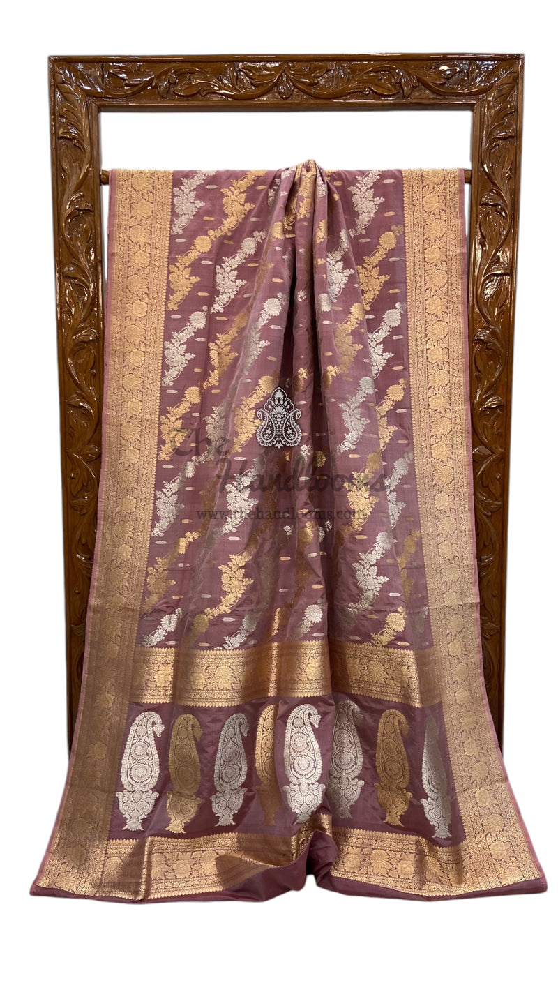 Ektara Pure Katan Silk Banarasi Handloom Saree - All over kadiyal Jaal work - The Handlooms
