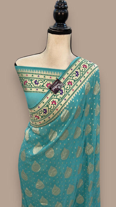 Pure Georgette Banarasi Handloom Saree - with meenakari work