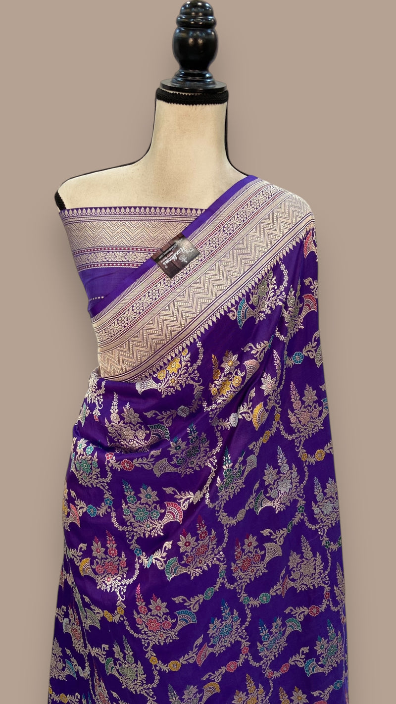 Ektara Pure Katan Silk Banarasi Handloom Saree - All over kadiyal Jaal work - The Handlooms