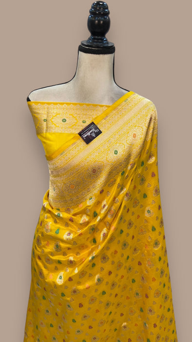 Pure Katan Silk Banarasi Handloom Saree - All over Sona Roopa Jaal work