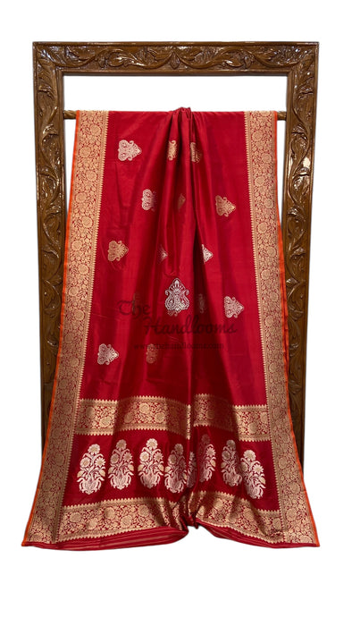 Pure Katan Silk Banarasi Handloom Saree - All over Sona Roopa Kadua motifs