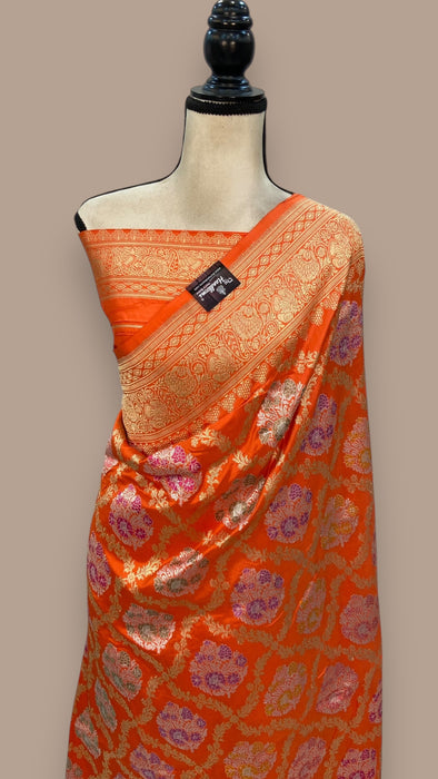 Ektara Pure Katan Silk Banarasi Handloom Saree - All over kadiyal Jaal work