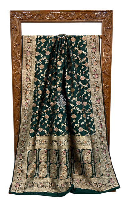 Pure Katan Silk Banarasi Handloom Saree - All over Jaal work - With Meenakari