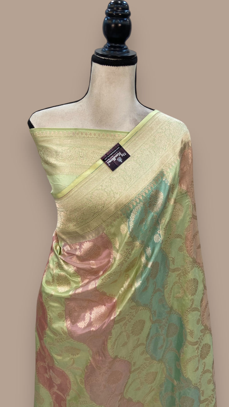 Pure Katan Rangkat Silk Banarasi Handloom Saree - All over Jaal work with Meenakari - The Handlooms