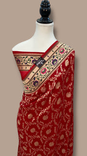 Pure Georgette Banarasi Handloom Saree - with meenakari work - The Handlooms