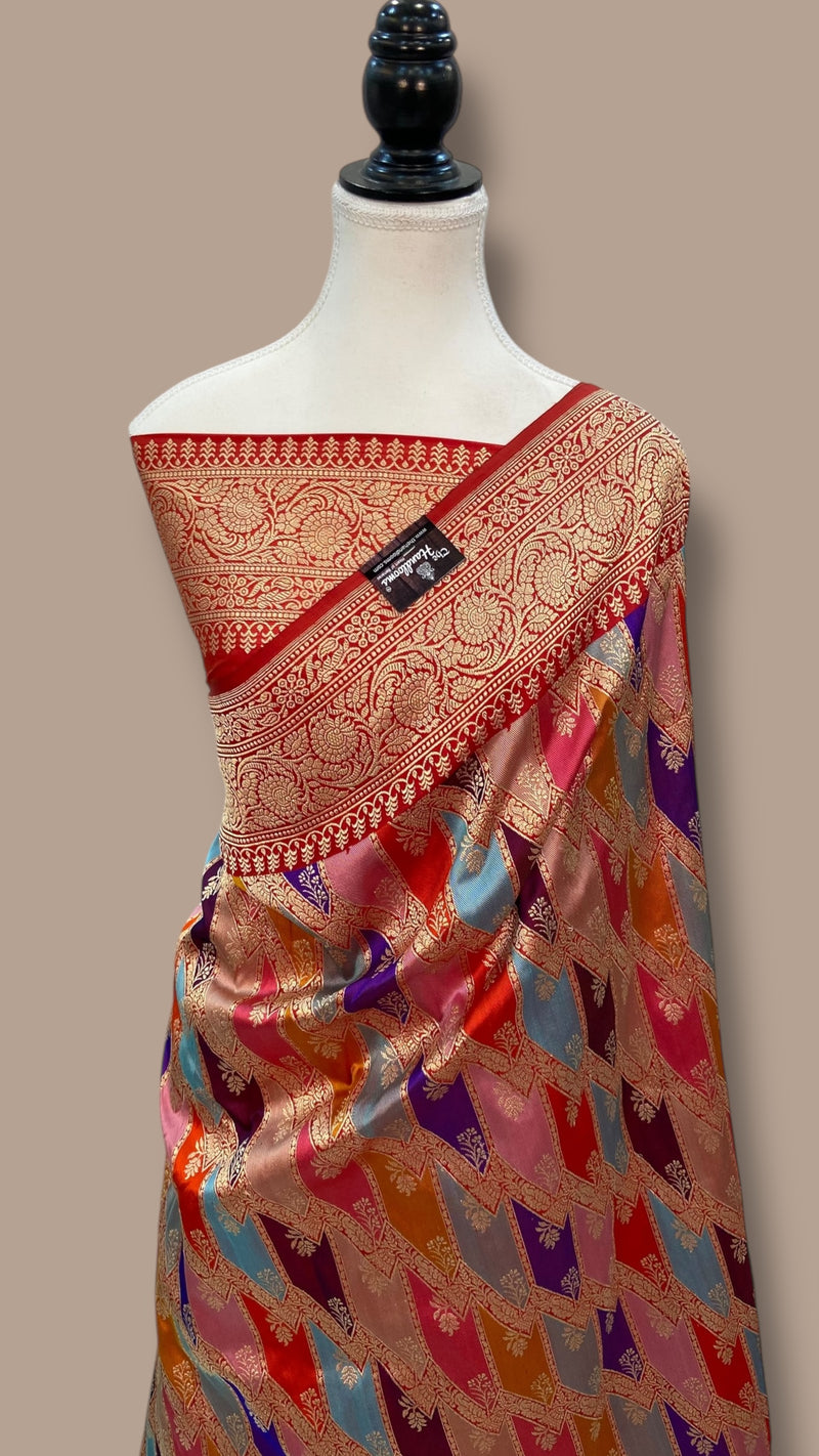 Ektara Pure Katan Silk Banarasi Handloom Saree - All over kadiyal Jaal work - The Handlooms