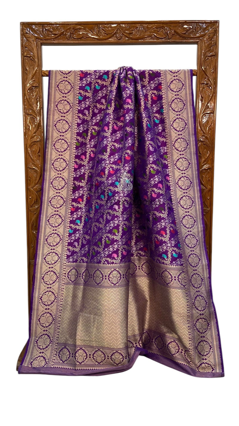 Ektara Pure Katan Silk Banarasi Handloom Saree - All over kadiyal Jaal work - The Handlooms