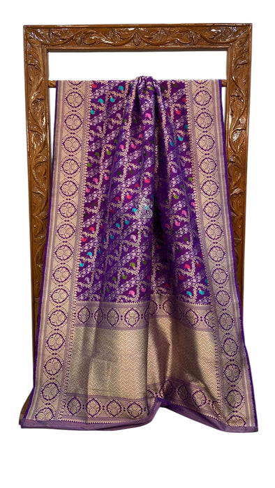 Ektara Pure Katan Silk Banarasi Handloom Saree - All over kadiyal Jaal work