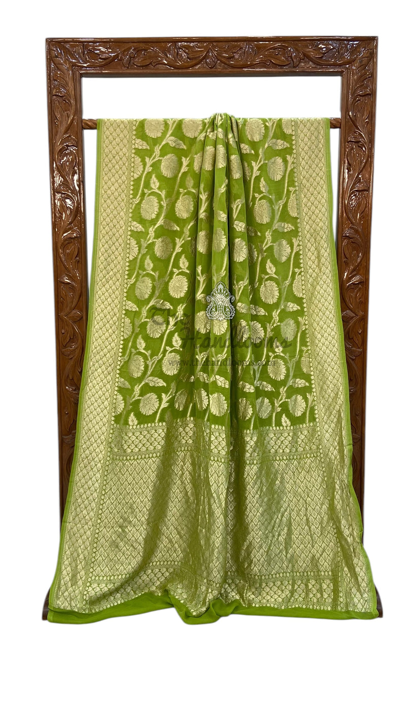 Khaddi Georgette Handloom Banarasi Saree - The Handlooms