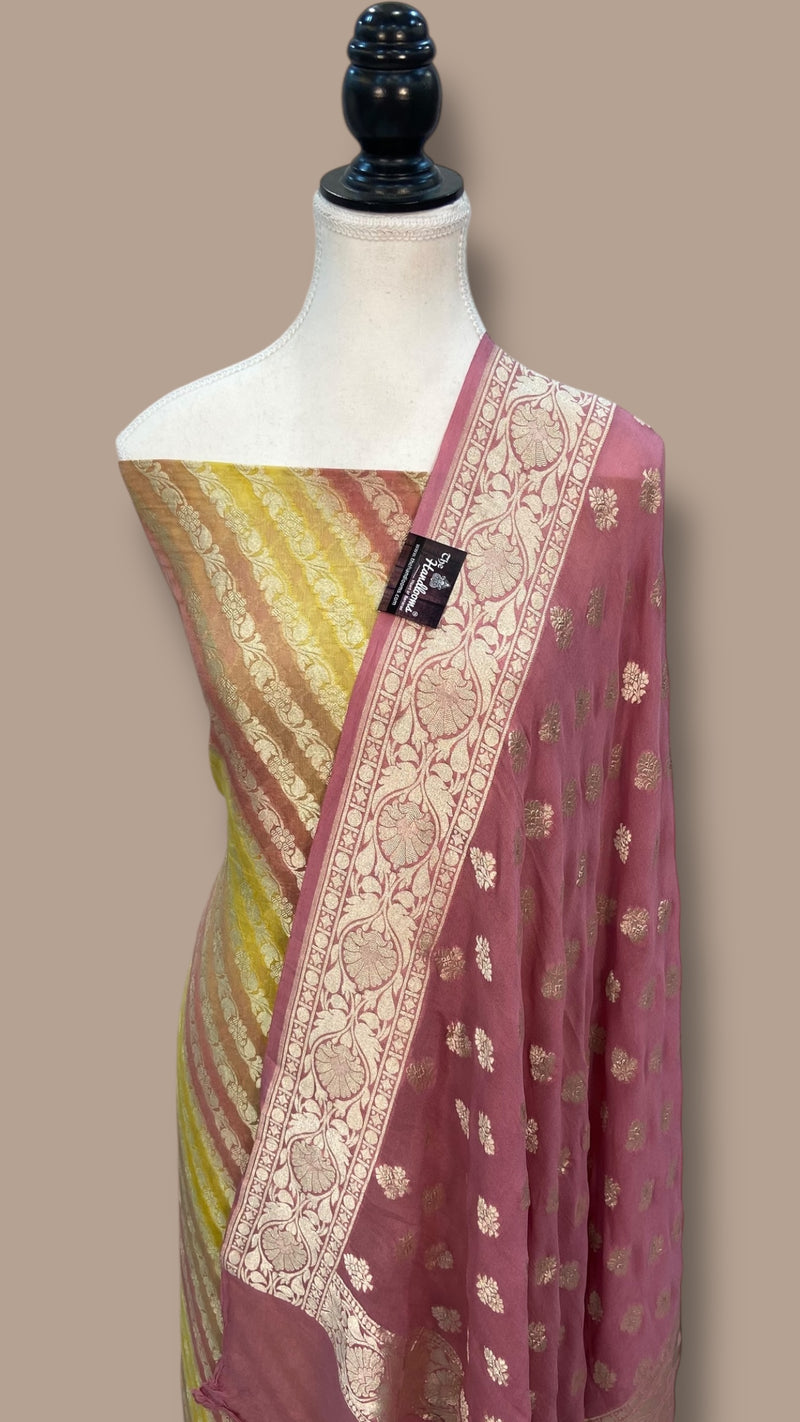 Pure Khaddi Georgette Banarasi Dress material - The Handlooms