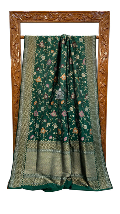 Ektara Pure Katan Silk Banarasi Handloom Saree - All over Sona Roopa Jaal Work with Meenakari