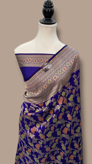 Pure Katan Silk Banarasi Handloom Saree - All over Sona Roopa Jaal work - The Handlooms