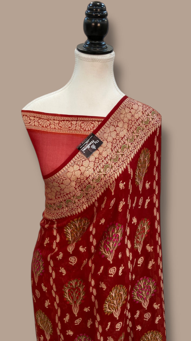 Pure Chiffon Khaddi Banarasi Saree - The Handlooms