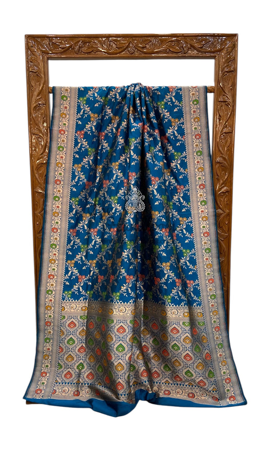 Pure Katan Silk Banarasi Handloom Saree - All over Jaal Work With Meenakari - The Handlooms