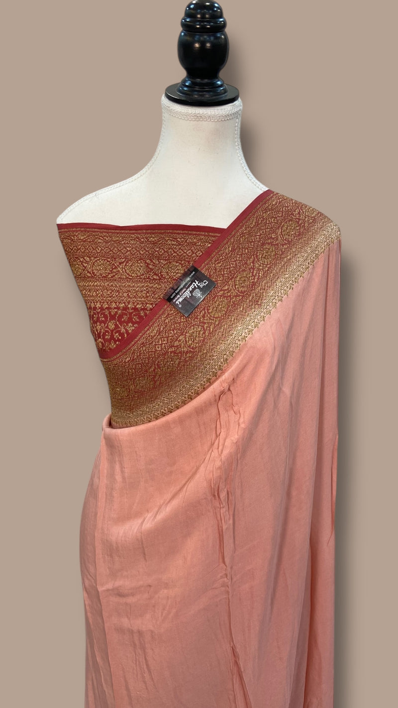 Pure Khaddi Crepe Georgette Handloom Banarasi Saree - The Handlooms