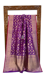 Pure Katan Silk Banarasi Handloom Saree - All over Jaal Work With Meenakari - The Handlooms