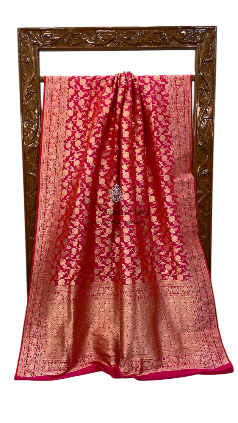 Pure Katan Silk Banarasi Handloom Saree - All over Jaal work - The Handlooms