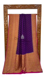 Khaddi Georgette Handloom Banarasi Saree - Antique Zari - The Handlooms