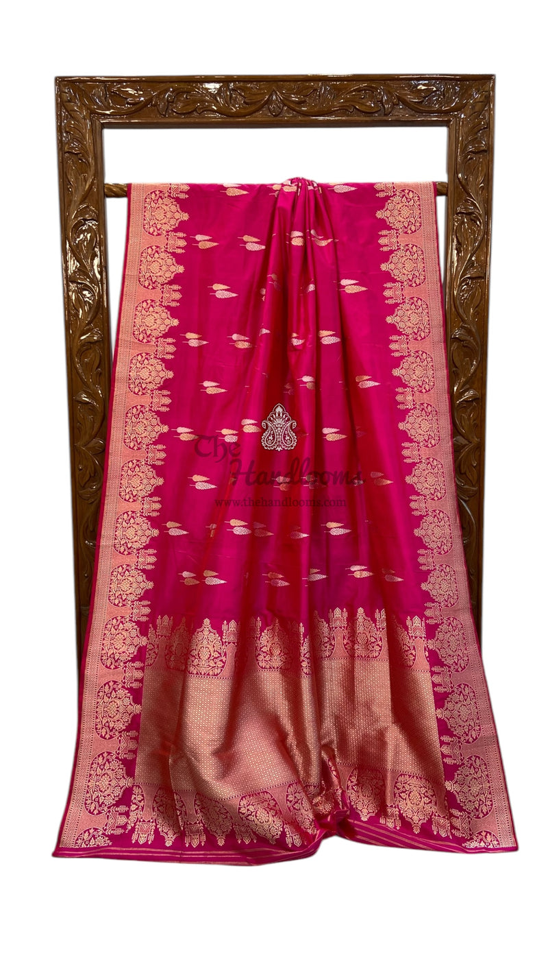 Pure Katan Silk Handloom Banarasi Saree - All over kadua motifs - The Handlooms