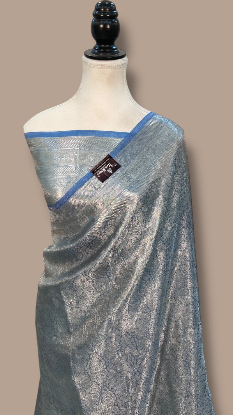 Pure Kora Tissue Tanchui Handloom Banarasi Saree - The Handlooms