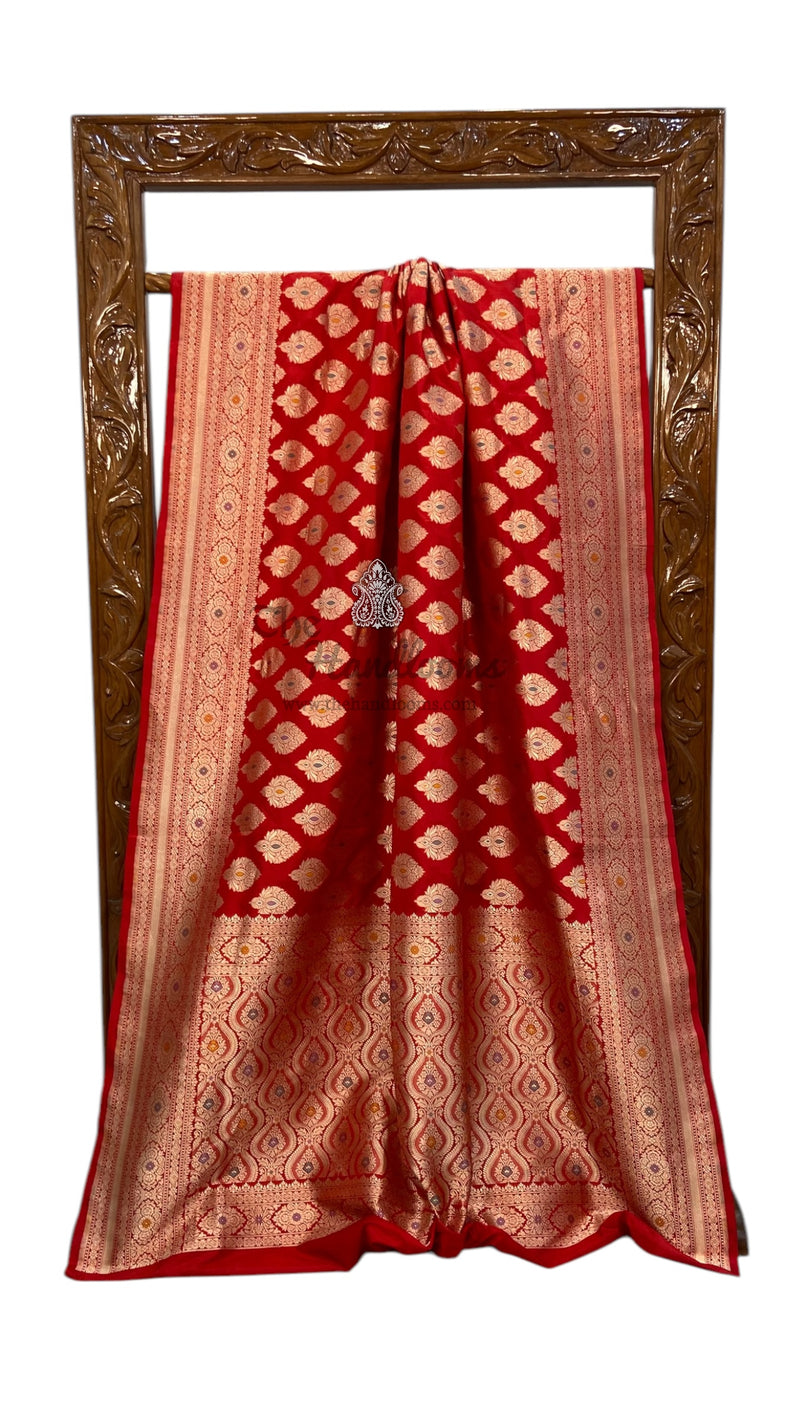 Pure Katan Silk Banarasi Handloom Saree - All over Jaal Work With Meenakari - The Handlooms