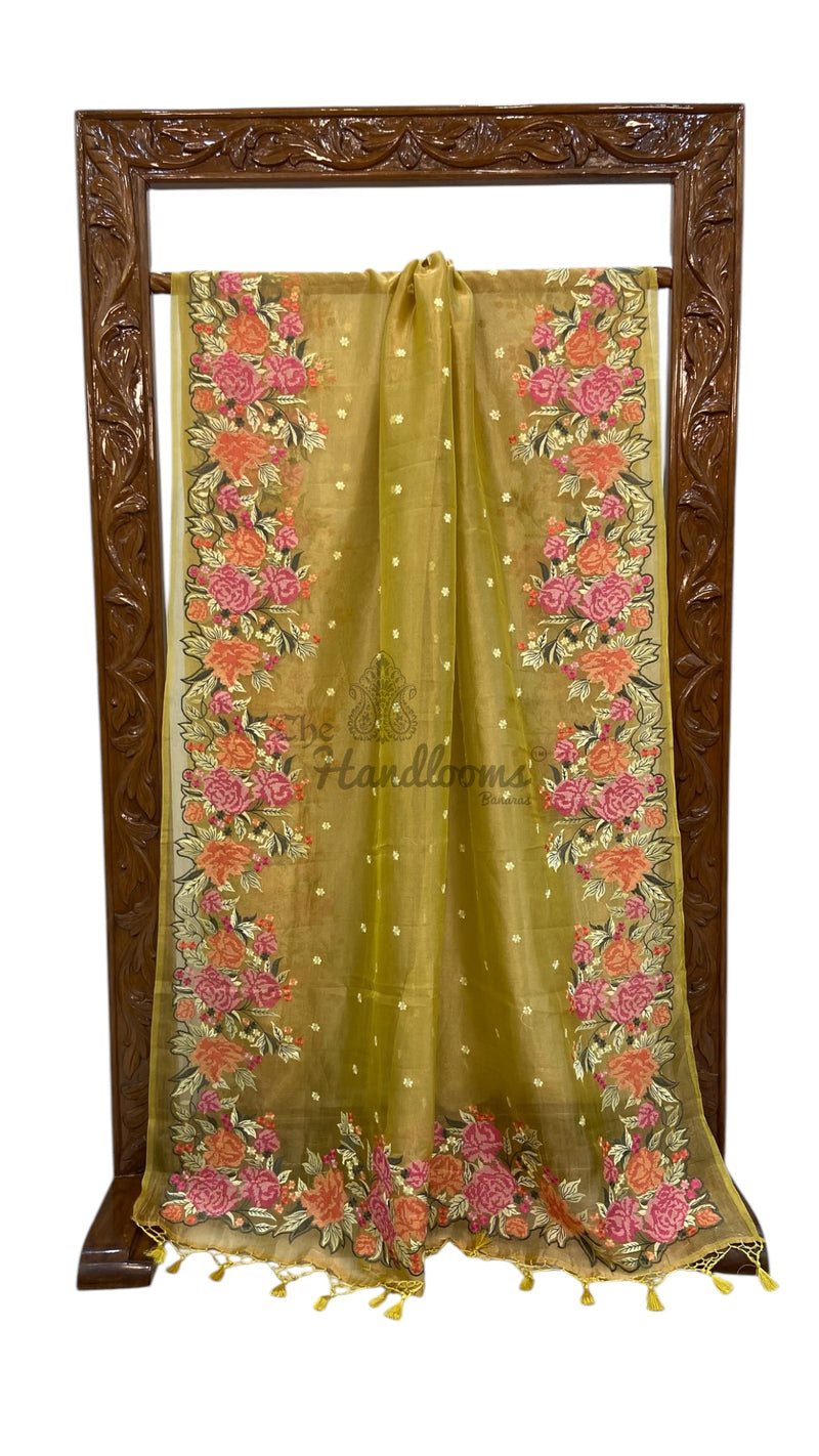 Pure Tissue Handloom Banarasi Saree With Chikankari - The Handlooms