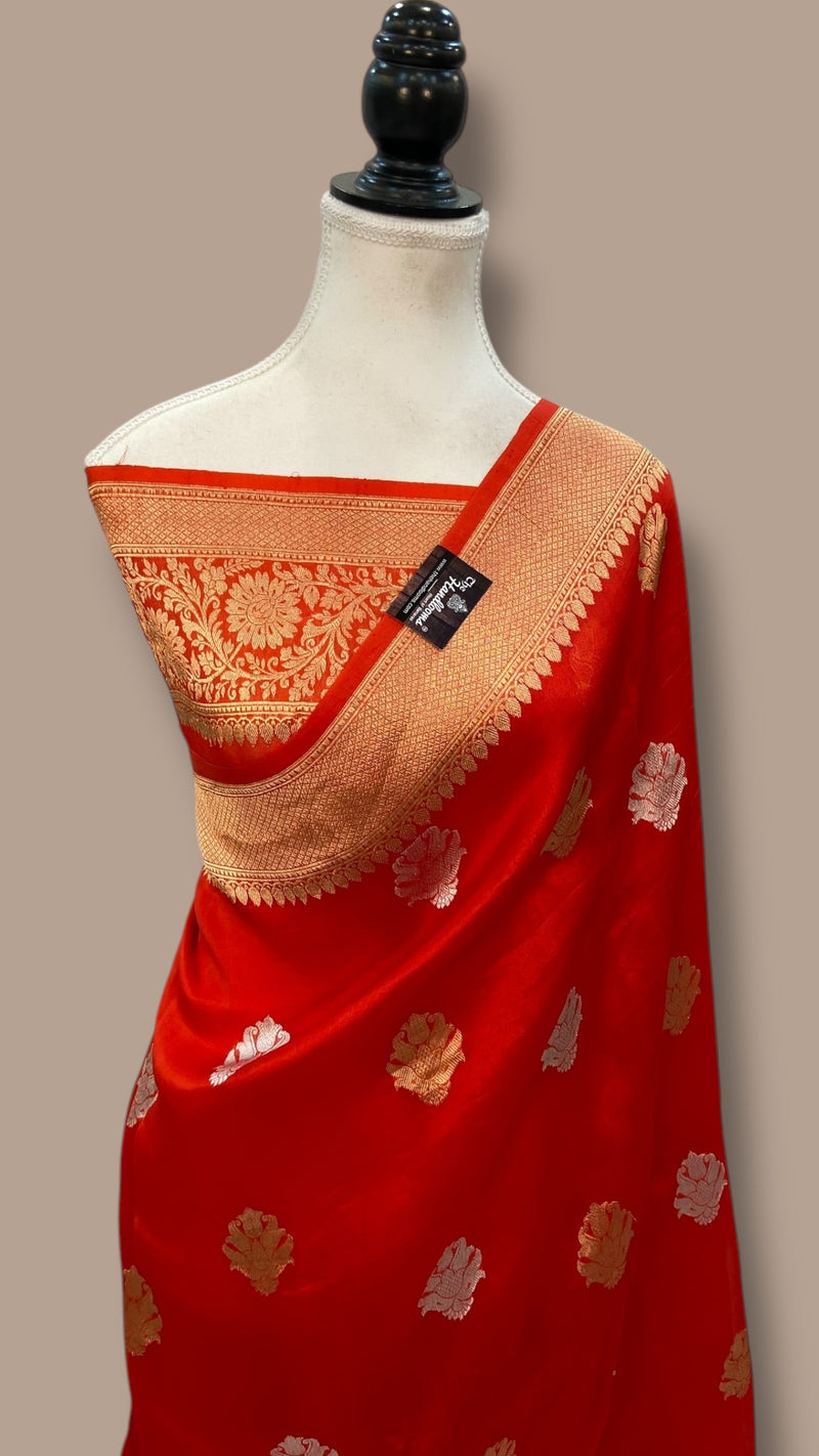 Pure Kora Handloom Banarasi Saree - Sona Roopa Kadua motifs - The Handlooms
