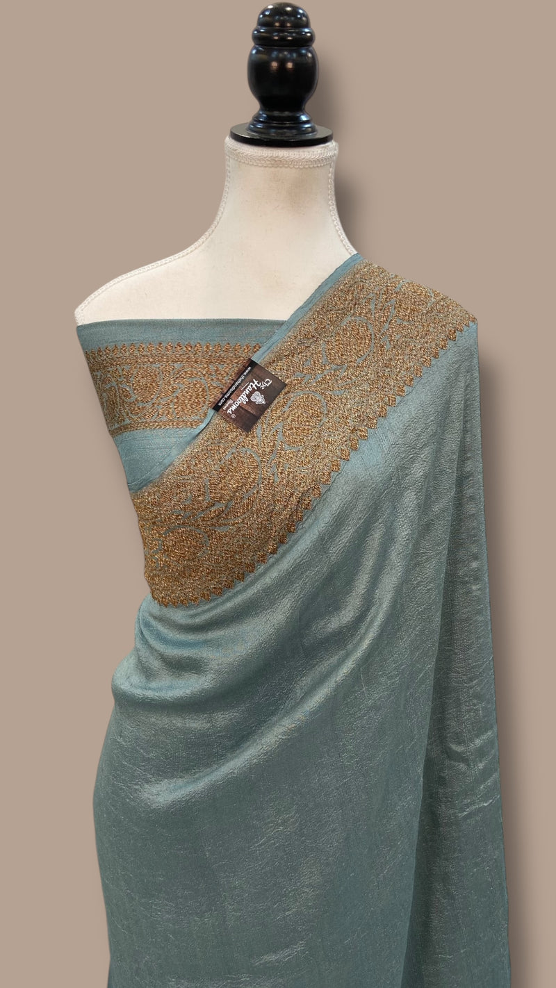 Tussar Georgette Handloom Banarasi Saree - Antique Zari - The Handlooms
