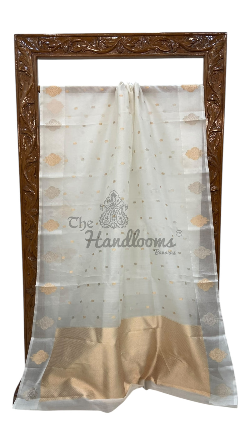 Pure Kora Handloom Banarasi Saree With Sona Roopa - The Handlooms