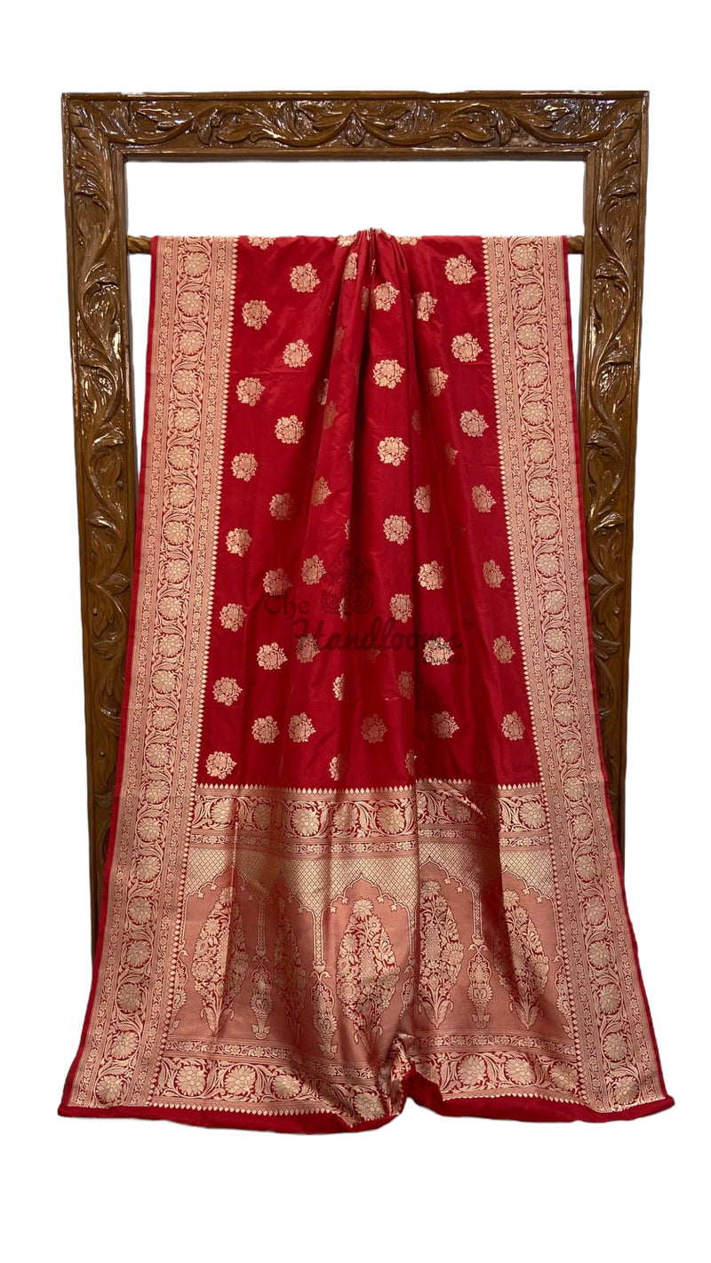 Pure Katan Silk Banarasi Handloom Saree - All Over Jaal Work - The Handlooms