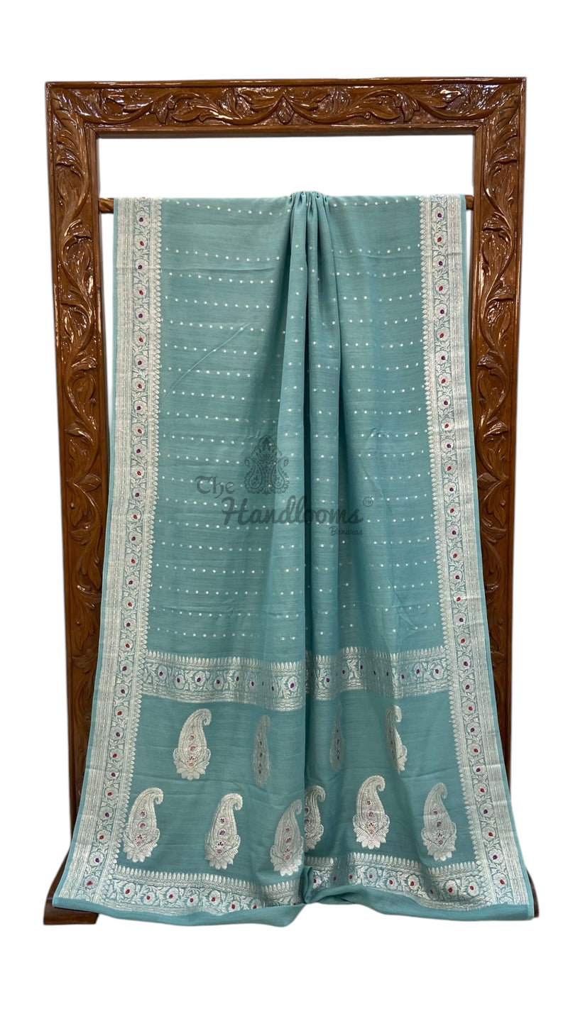 Moonga Georgette Handloom Banarasi Saree - The Handlooms