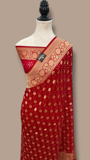 Pure Georgette Banarasi Bandhej Handloom Saree - The Handlooms