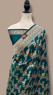 Pure Katan Silk Banarasi Handloom Saree - All over Jaal work With Meenakari - The Handlooms