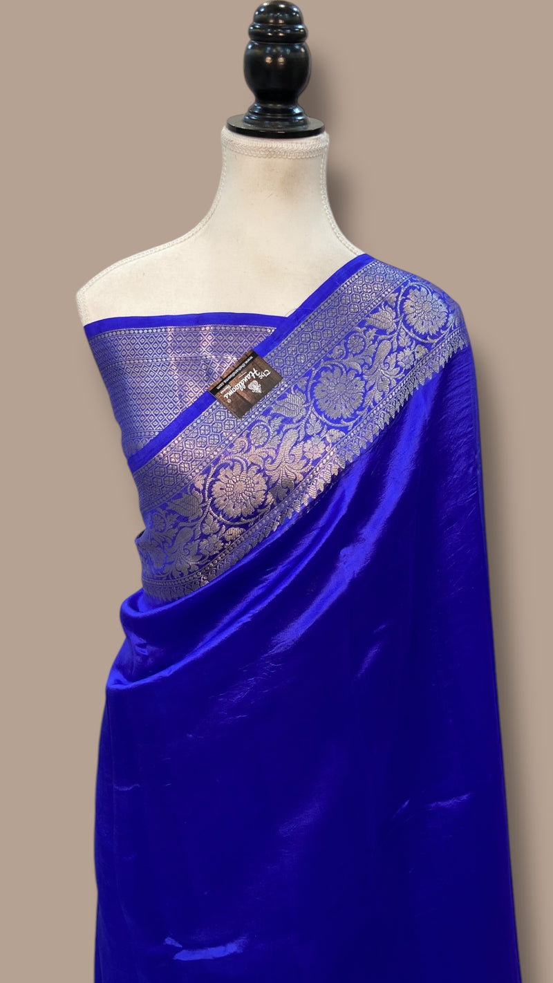 Royal Blue Pure Silk Banarasi Saree - The Handlooms