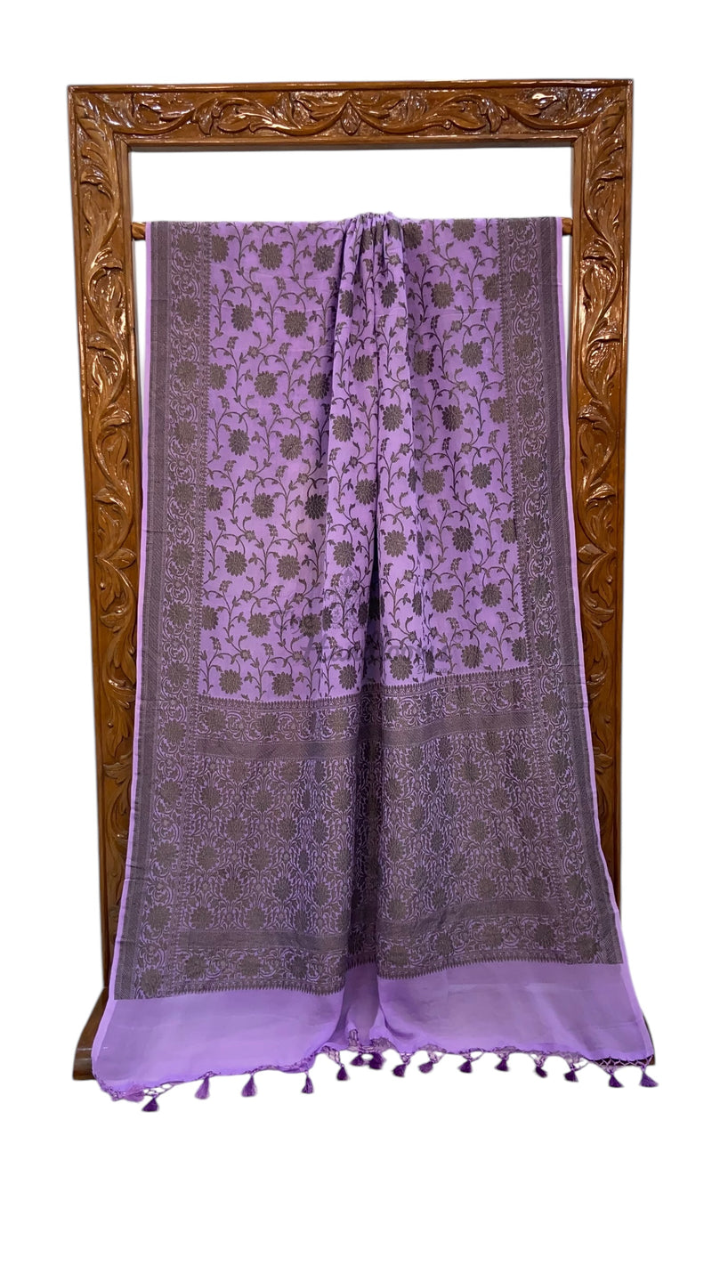 Khaddi Georgette Banarasi Saree -  Black zari - The Handlooms